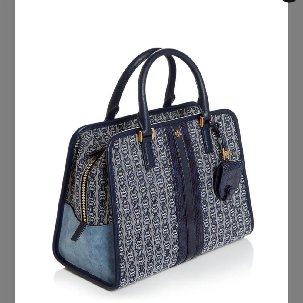🥳HP🥳NWT Tory Burch Gemini Link Snakeskin Satchel - Picture 1 of 12